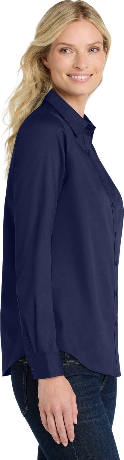TrueNavy Port Authority Women's Long Sleeve SuperPro React Twill Shirt. LW808