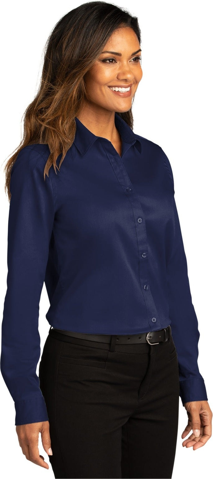 TrueNavy Port Authority Women's Long Sleeve SuperPro React Twill Shirt. LW808