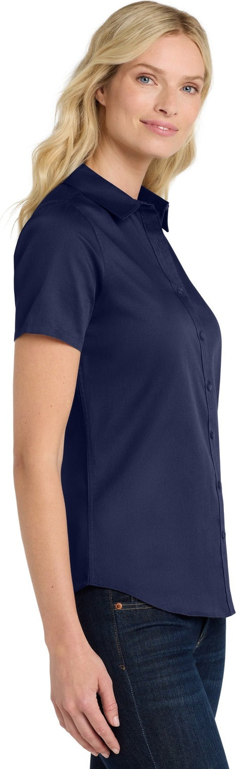 TrueNavy Port Authority Women's Short Sleeve SuperPro React Twill Shirt. LW809