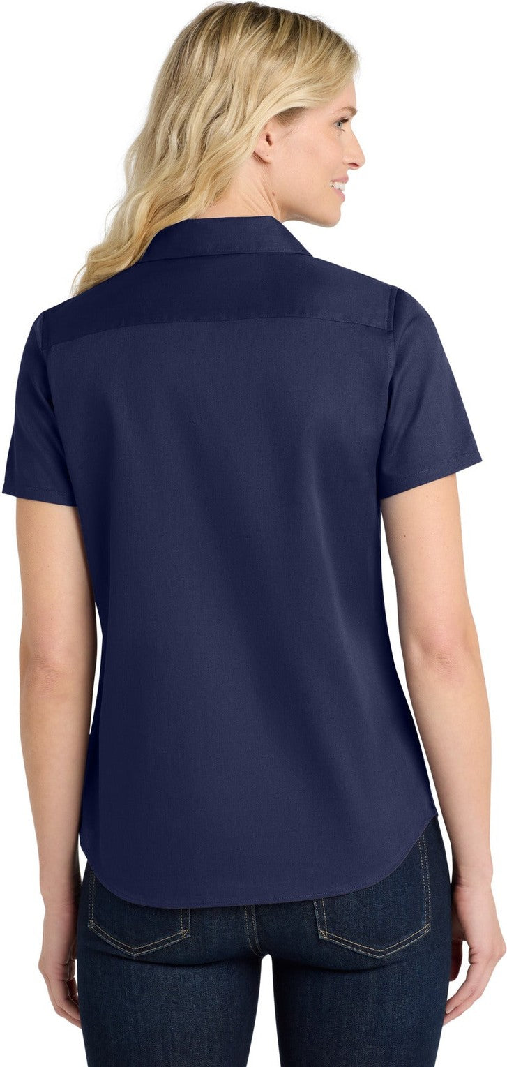 TrueNavy Port Authority Women's Short Sleeve SuperPro React Twill Shirt. LW809