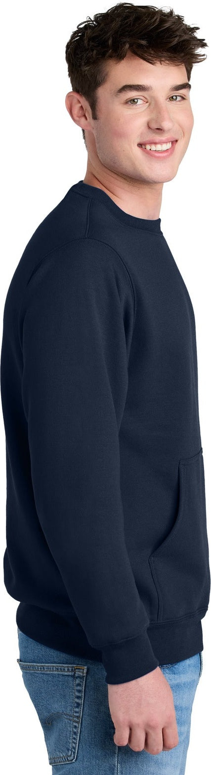 TrueNavy Port & Co Core Fleece Crewneck Pocket Sweatshirt PC78PKT