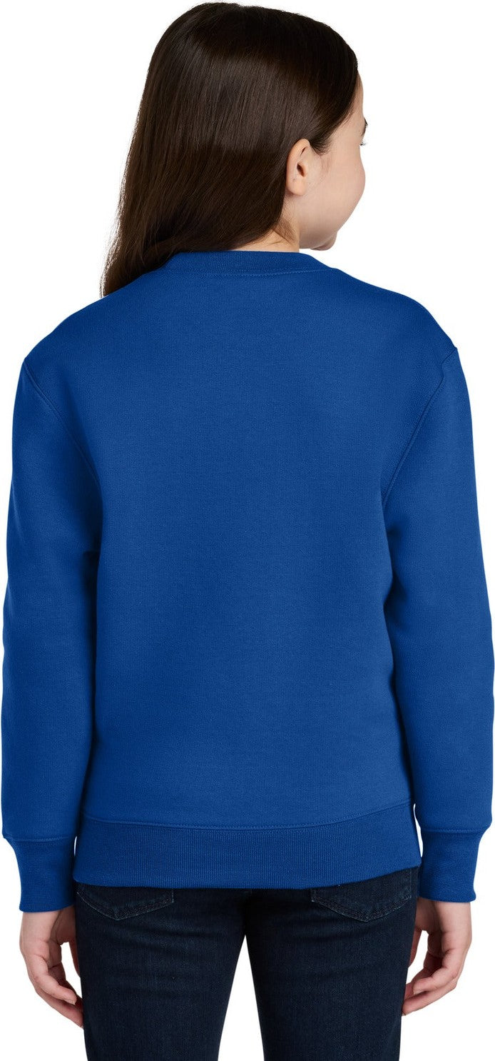 TrueRoyal Port & Co Youth Core Fleece Crewneck Pocket Sweatshirt PC78YPKT