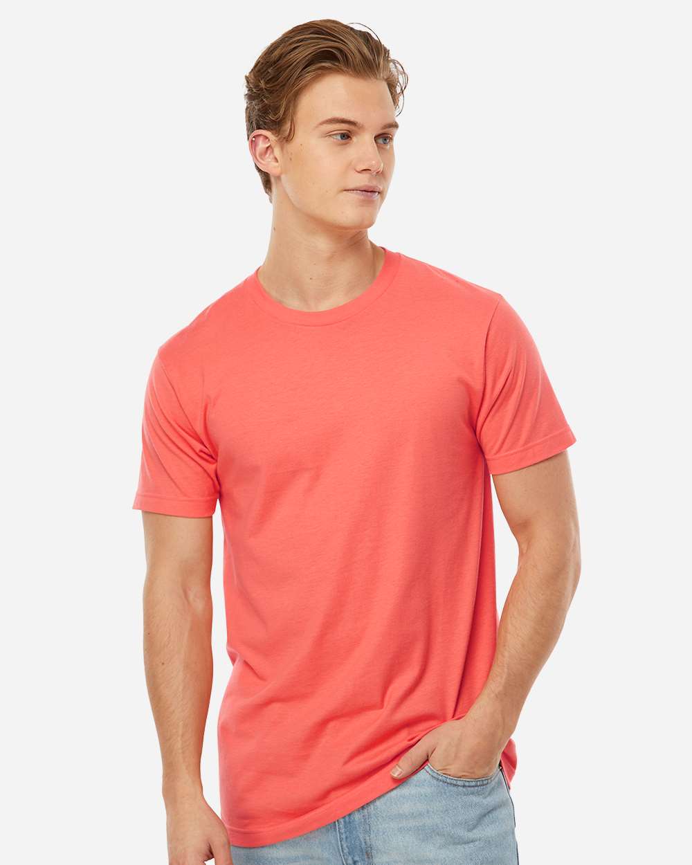 Tultex 202 Fine Jersey T-shirt - Bright Coral