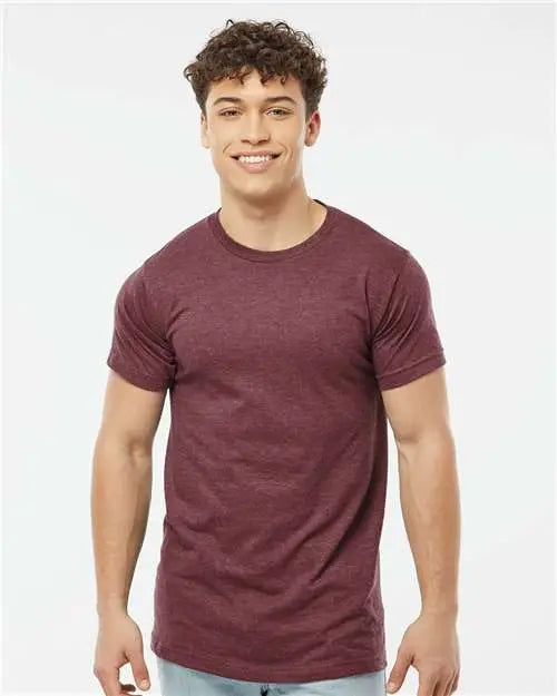 Tultex 202 Fine Jersey T-shirt - Heather Burgundy