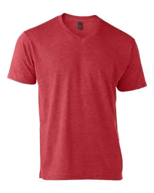 Tultex 207 Unisex Poly Rich v Neck t Shirt Heather Red