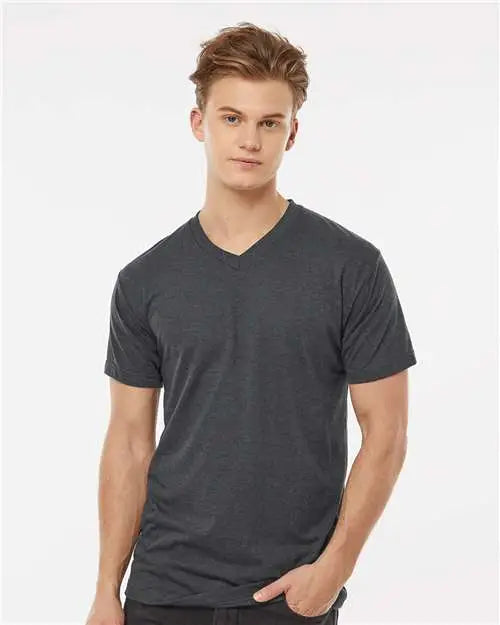 Tultex 207m Poly-rich V-neck T-shirt - 207 - Heather Charcoal