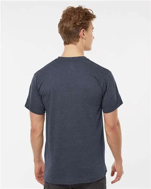 Tultex 207m Poly-rich V-neck T-shirt - 207 - Heather Navy