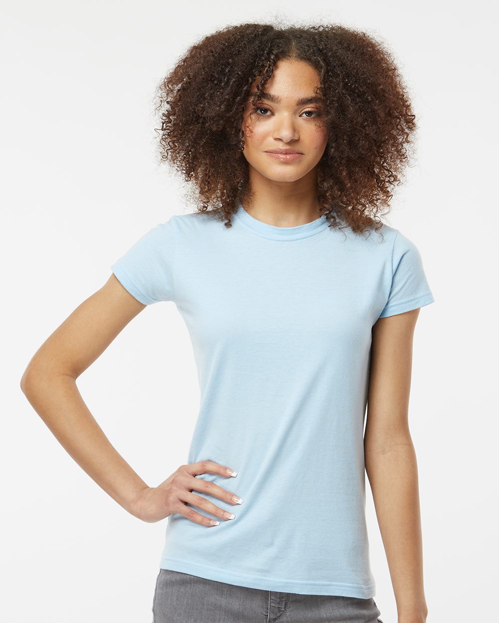 Tultex 213m Women’s Fine Jersey Slim Fit T-shirt - 213 - Light Blue