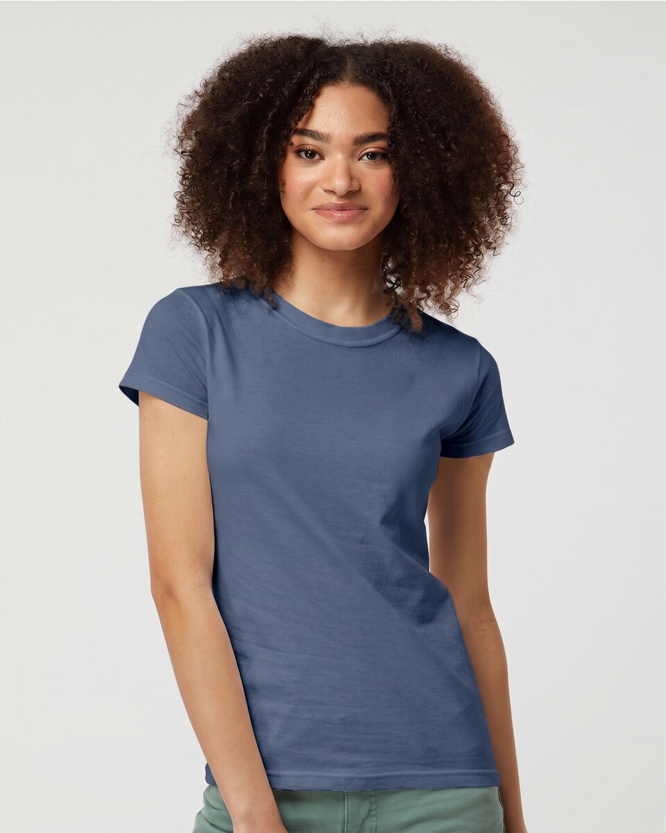 Tultex 213m Women’s Fine Jersey Slim Fit T-shirt - Heather Denim
