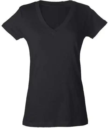 Tultex 214 Women’s Slim Fit Fine Jersey v Neck t Shirt Black