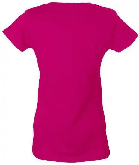 Tultex 214 Women’s Slim Fit Fine Jersey V-neck T-shirt - Fuchsia