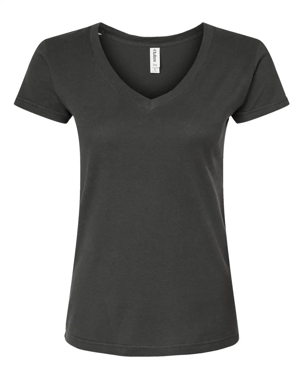 Tultex 214m Women’s Fine Jersey V-neck T-shirt - 214 - Charcoal - Ladies Xs