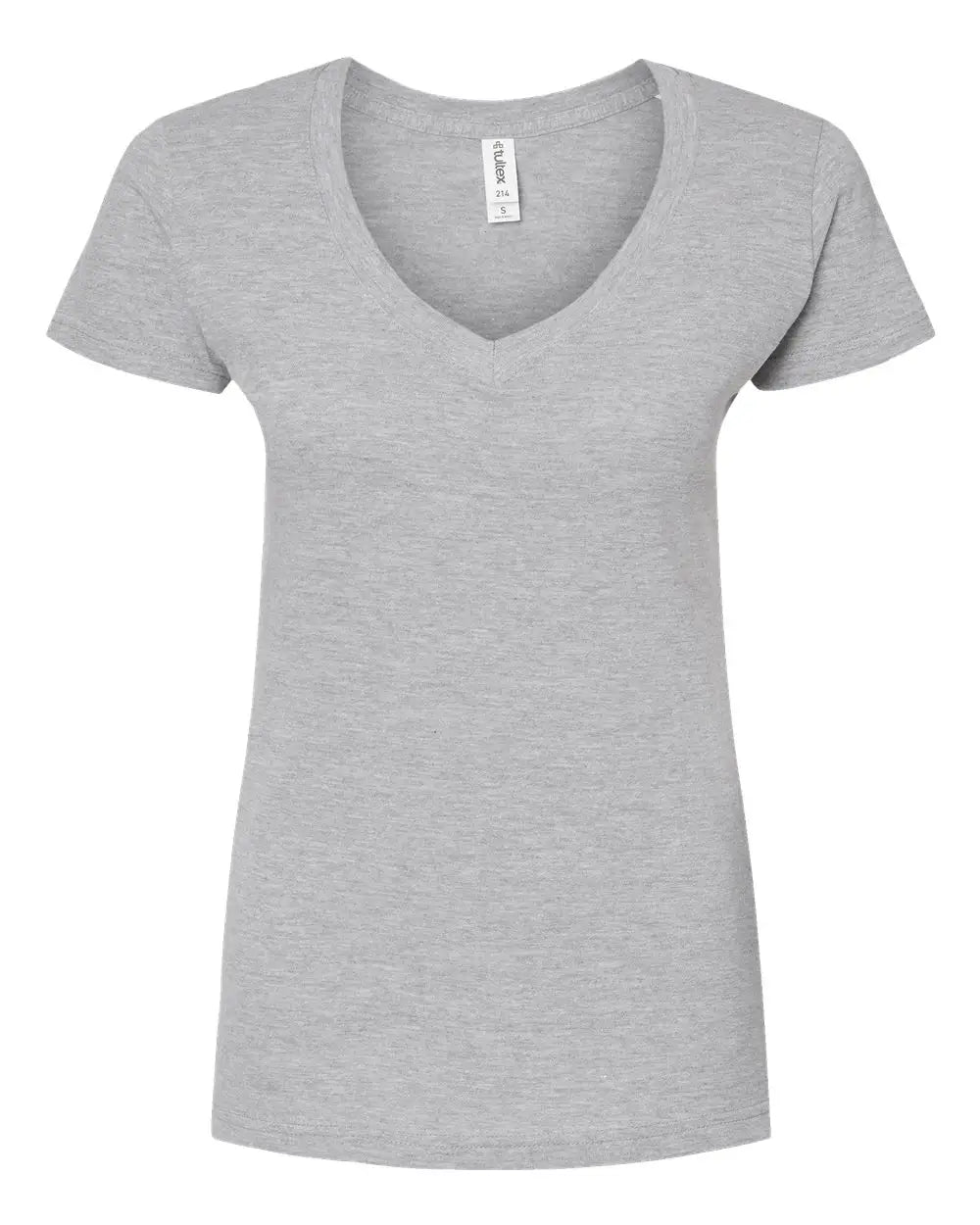 Tultex 214m Women’s Fine Jersey V-neck T-shirt - 214 - Heather Gray - Ladies Xs