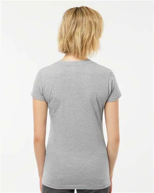 Tultex 214m Women’s Fine Jersey V-neck T-shirt - 214 - Heather Gray