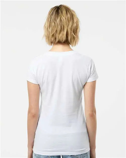 Tultex 214m Women’s Fine Jersey V-neck T-shirt - 214 - White