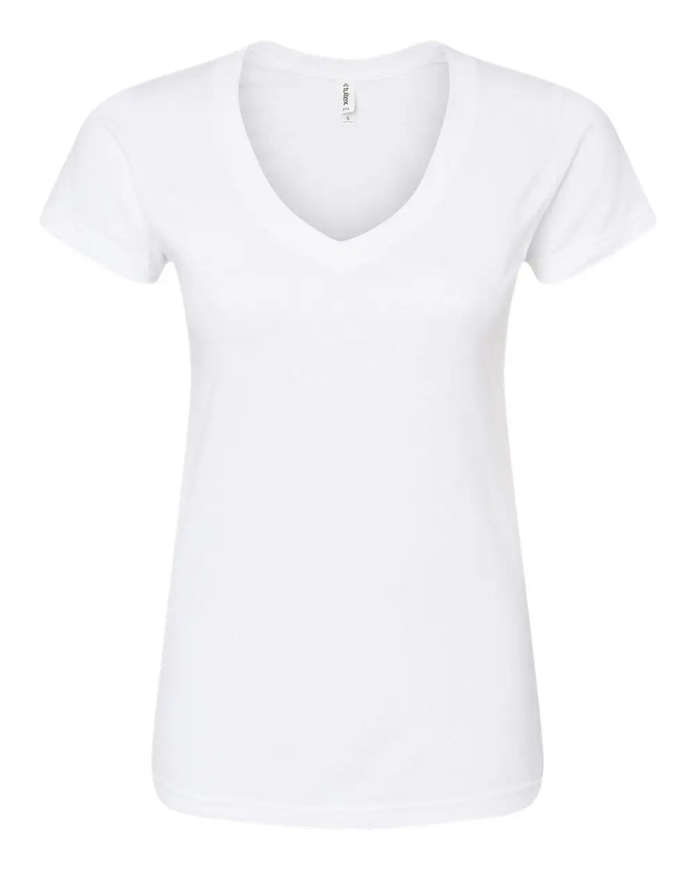 Tultex 214m Women’s Fine Jersey V-neck T-shirt - 214 - White - Ladies Xs