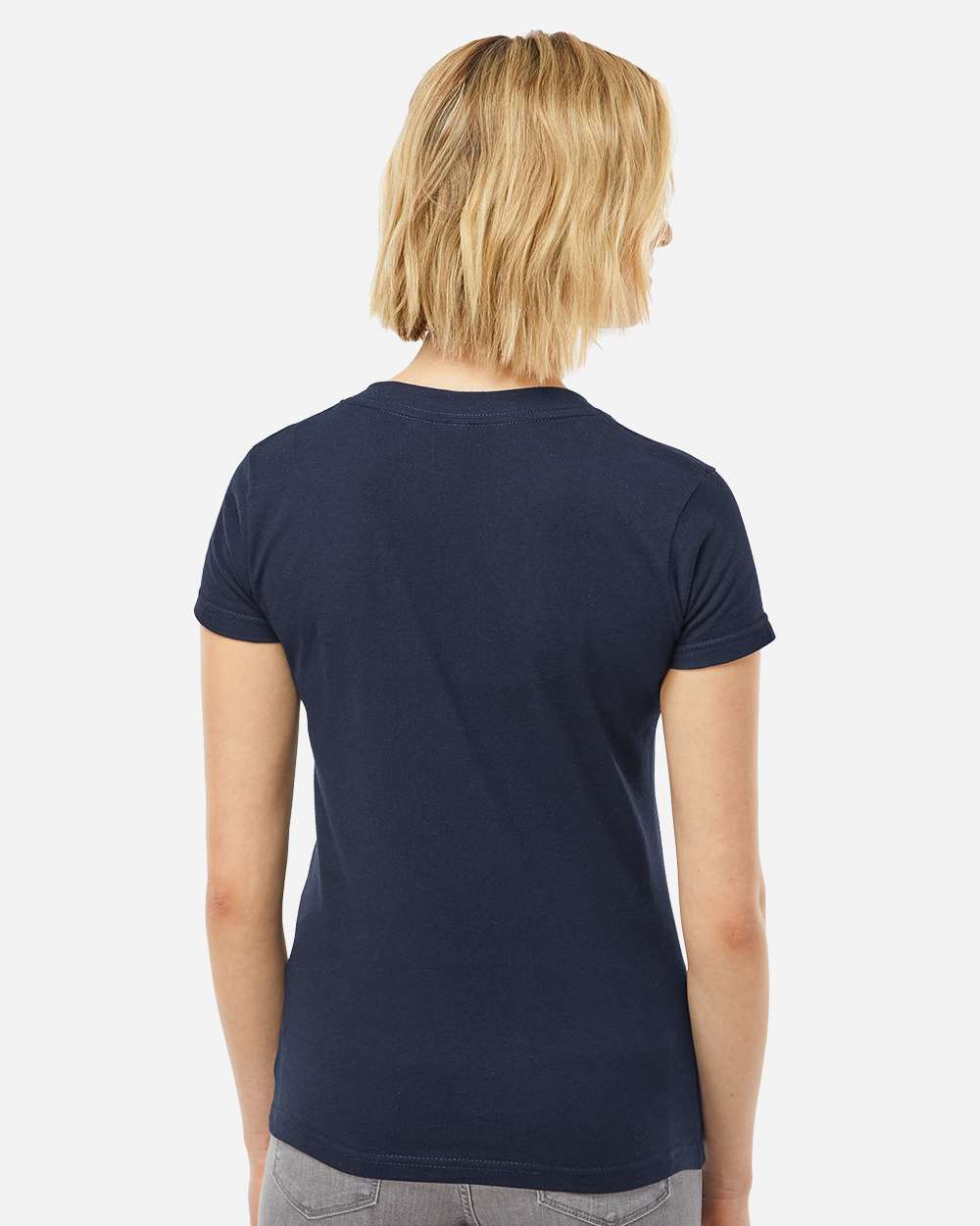 Tultex 214m Women’s Fine Jersey V-neck T-shirt - Navy