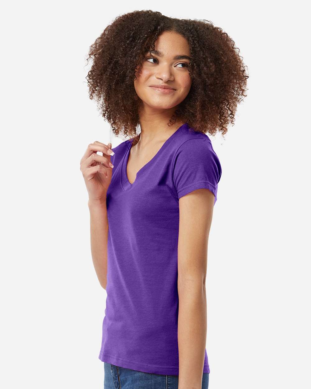 Tultex 214m Women’s Fine Jersey V-neck T-shirt - Purple