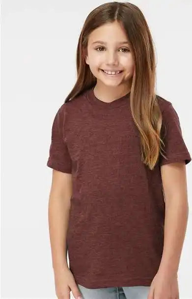 Tultex 235 Youth Fine Jersey t Shirt Heather Burgundy
