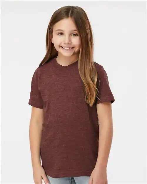 Tultex 235 Youth Fine Jersey T-shirt - Heather Burgundy