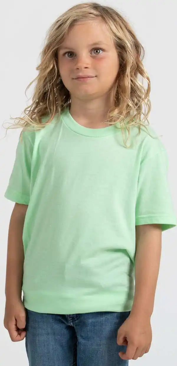 Tultex 235 Youth Fine Jersey t Shirt Heather Neo Mint