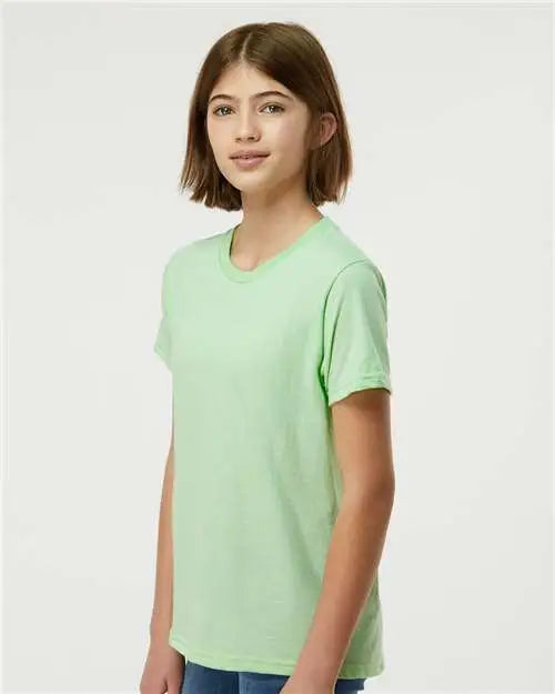 Tultex 235 Youth Fine Jersey T-shirt - Heather Neo Mint