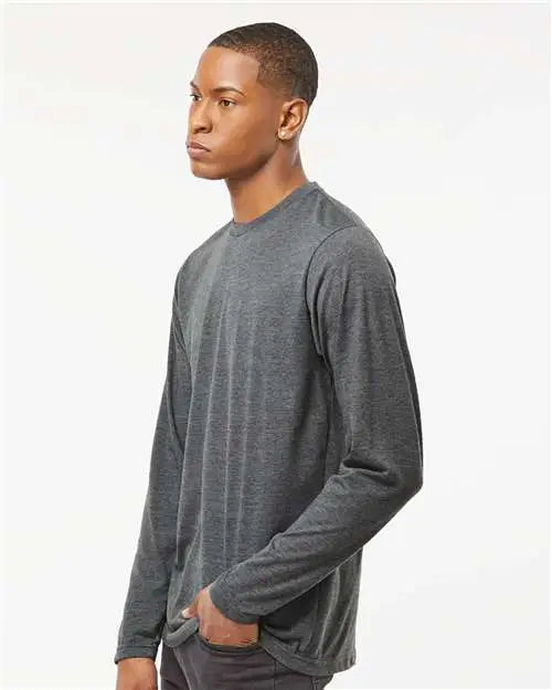Tultex 242 Poly-rich Long Sleeve T-shirt - Heather Charcoal