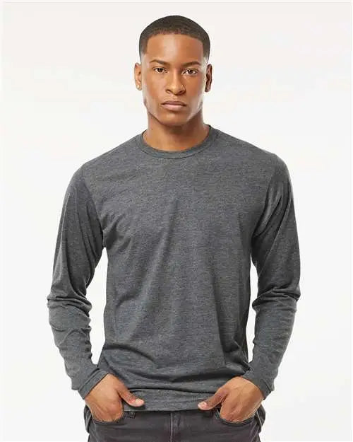 Tultex 242 Poly-rich Long Sleeve T-shirt - Heather Charcoal