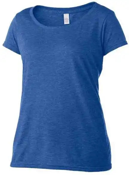 Tultex 243 Women’s Poly Rich Scoop Neck t Shirt Heather Royal