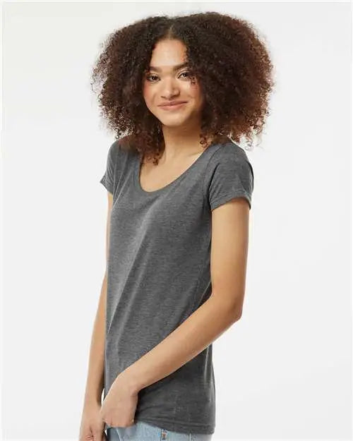 Tultex 243m Women’s Poly-rich Scoop Neck T-shirt - 243 - Heather Charcoal