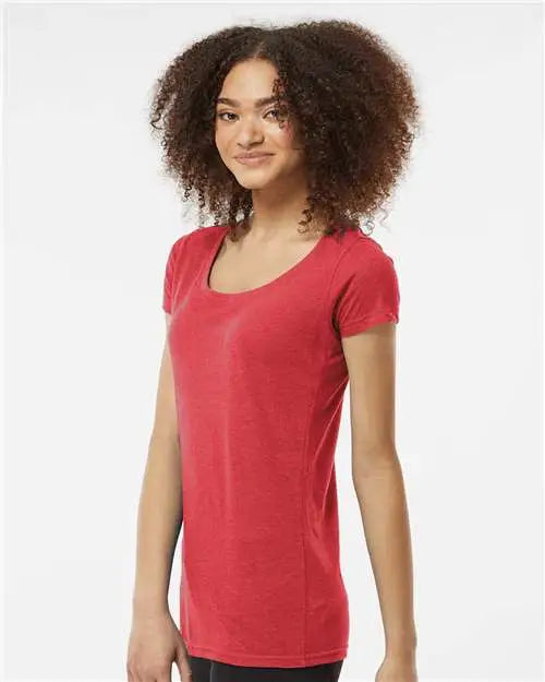 Tultex 243m Women’s Poly-rich Scoop Neck T-shirt - 243 - Heather Red