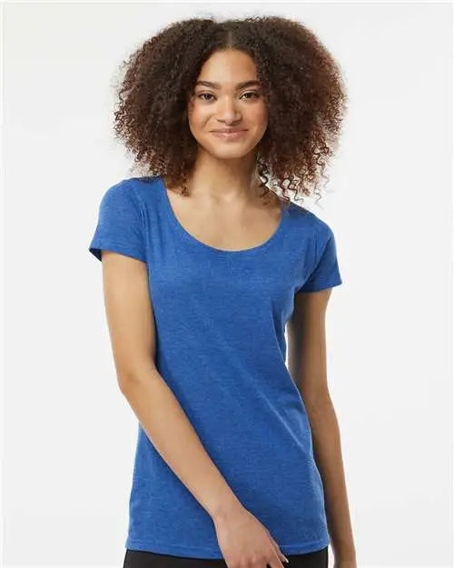 Tultex 243m Women’s Poly-rich Scoop Neck T-shirt - 243 - Heather Royal