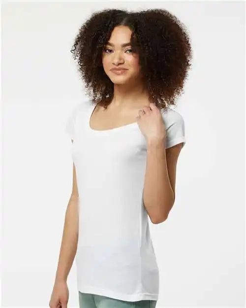 Tultex 243m Women’s Poly-rich Scoop Neck T-shirt - 243 - White