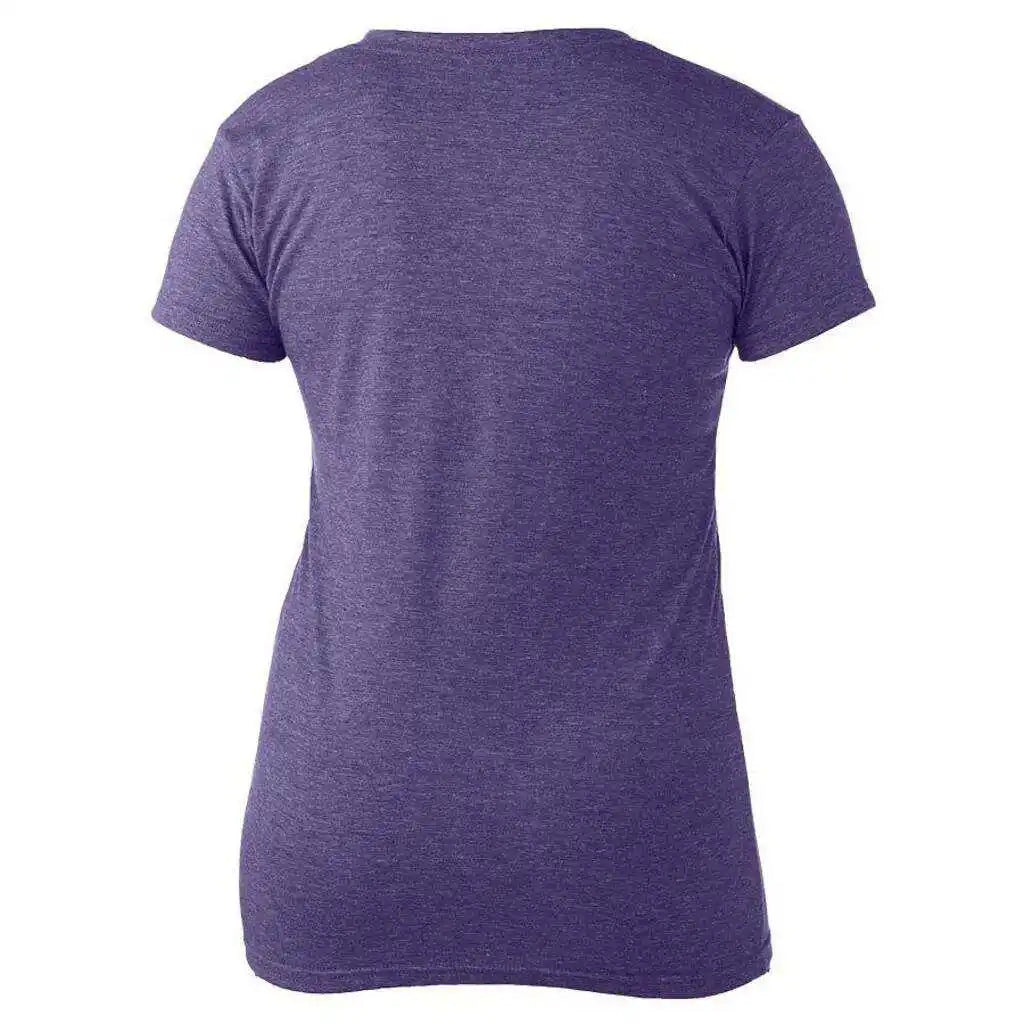 Tultex 244 Women’s Poly Rich v Neck t Shirt Heather Purple