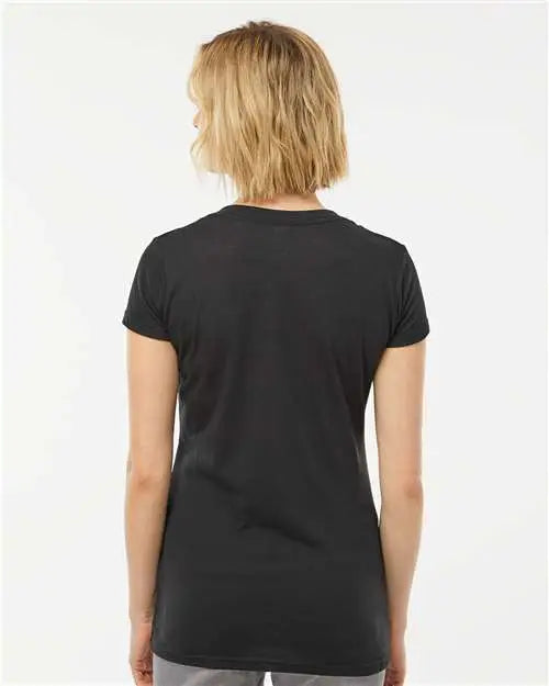 Tultex 244m Women’s Poly-rich V-neck T-shirt - 244 - Black