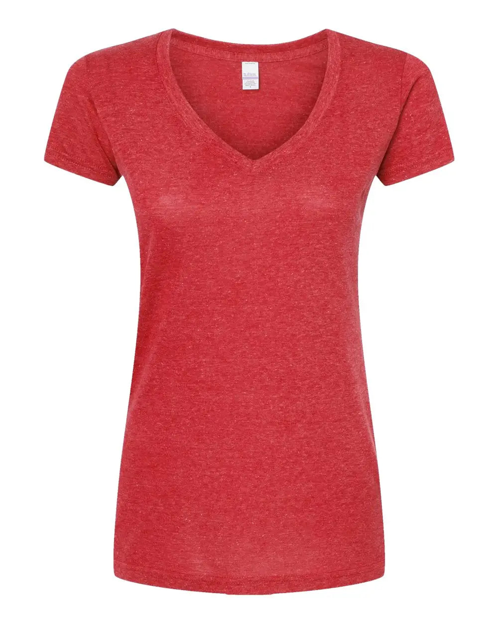 Tultex 244m Women’s Poly-rich V-neck T-shirt - 244 - Heather Red - Ladies Xs