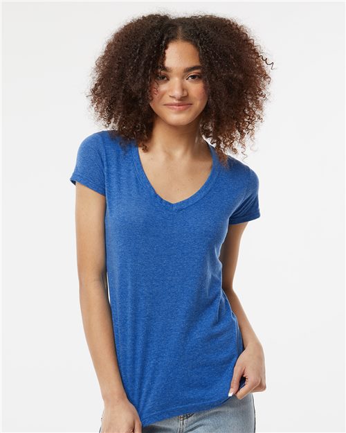 Tultex 244m Women’s Poly-rich V-neck T-shirt - 244 - Heather Royal (disc)