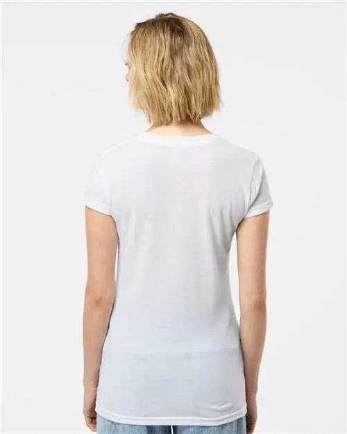 Tultex 244m Women’s Poly-rich V-neck T-shirt - 244 - White