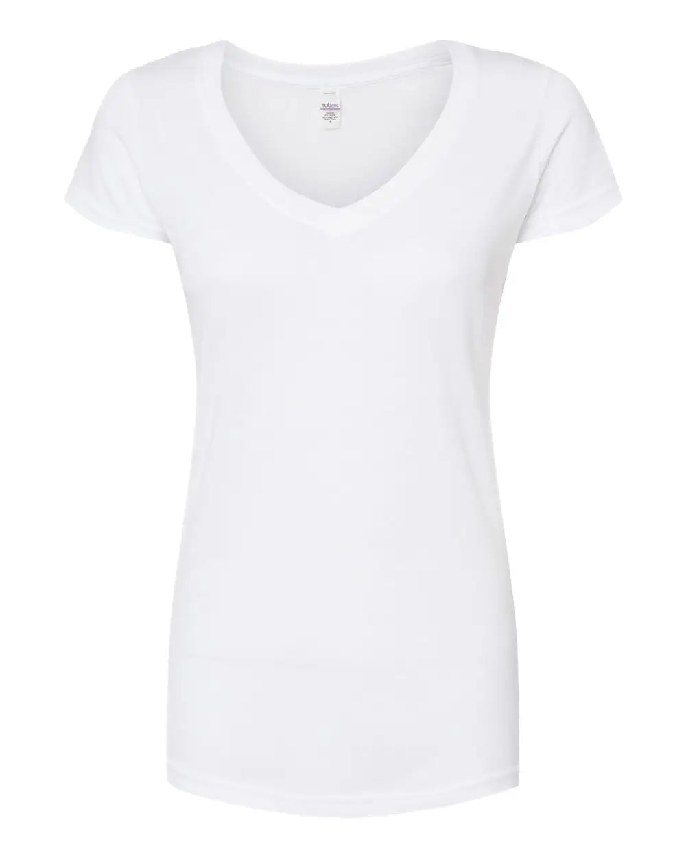 Tultex 244m Women’s Poly-rich V-neck T-shirt - 244 - White - Ladies Xs
