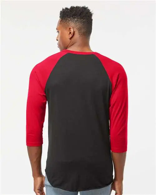 Tultex 245 Fine Jersey Raglan T-shirt - Black Red