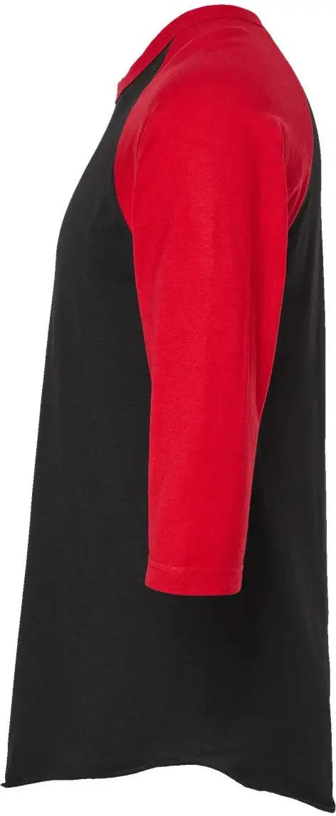 Tultex 245 Fine Jersey Raglan T-shirt - Black Red
