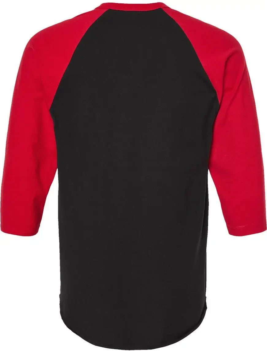 Tultex 245 Fine Jersey Raglan T-shirt - Black Red
