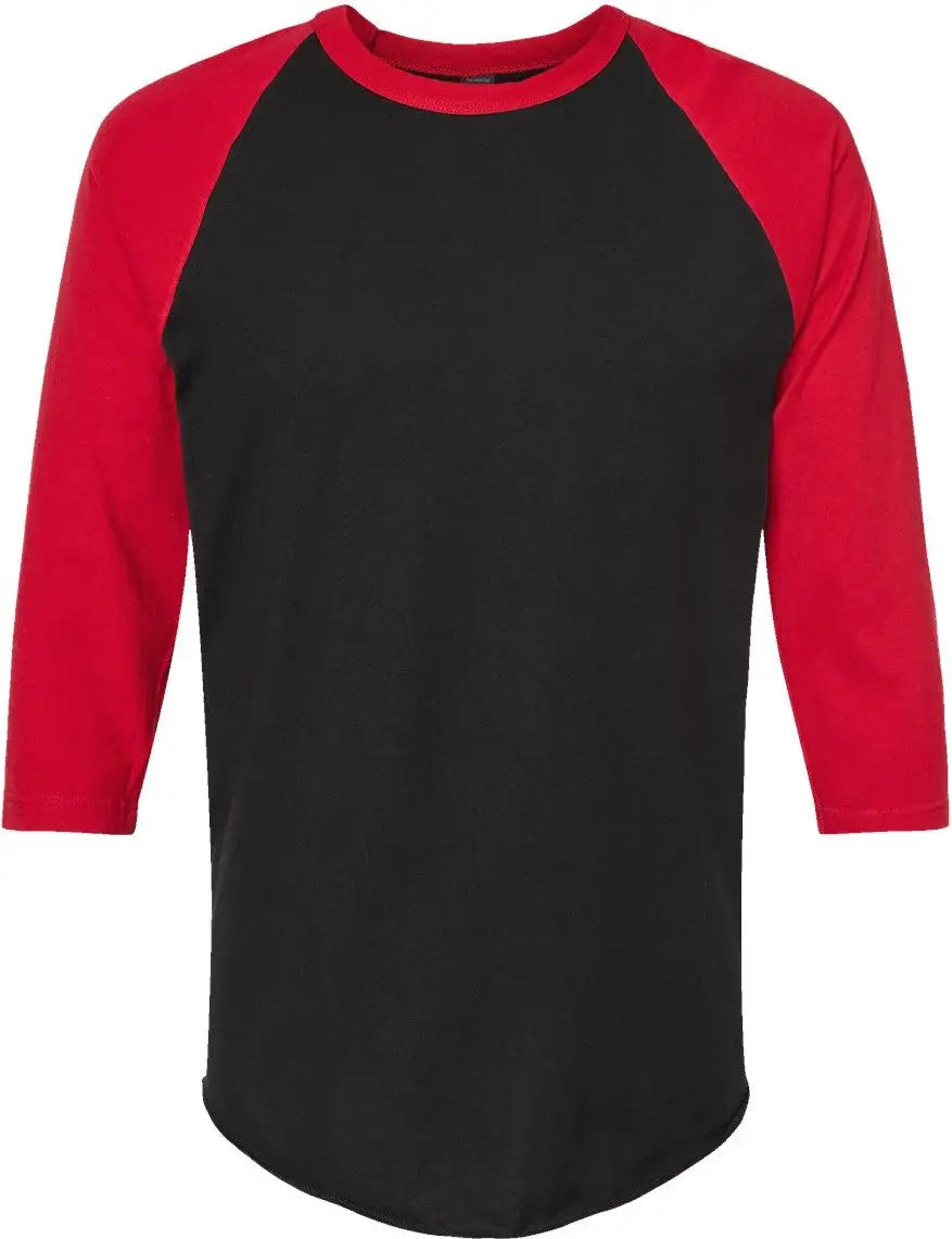 Tultex 245 Fine Jersey Raglan T-shirt - Black Red - Xs