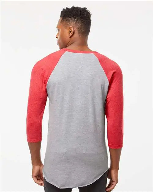 Tultex 245 Fine Jersey Raglan T-shirt - Heather Grey Red