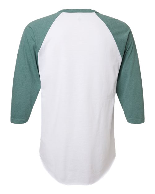 Tultex 245 Fine Jersey Raglan T-shirt - White Heather Seafoam