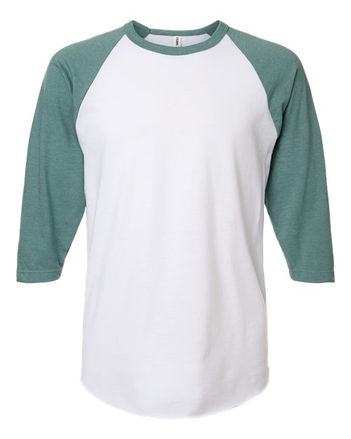 Tultex 245 Fine Jersey Raglan T-shirt - White Heather Seafoam