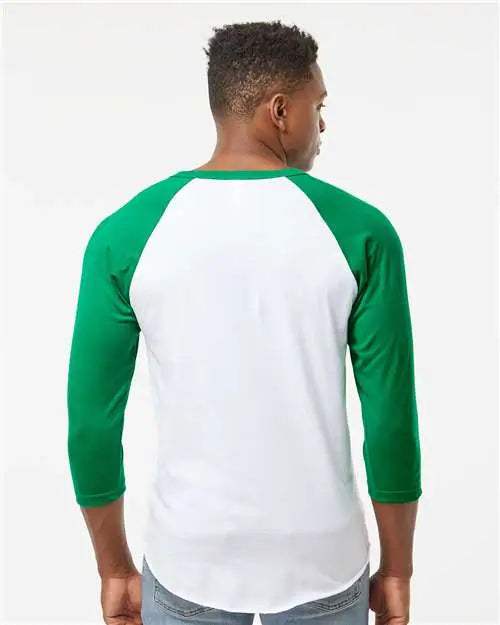 Tultex 245 Fine Jersey Raglan T-shirt - White Kelly