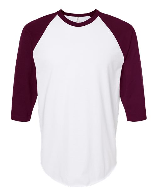 Tultex 245 Fine Jersey Raglan T-shirt - White Maroon