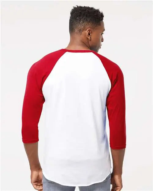 Tultex 245 Fine Jersey Raglan T-shirt - White Red