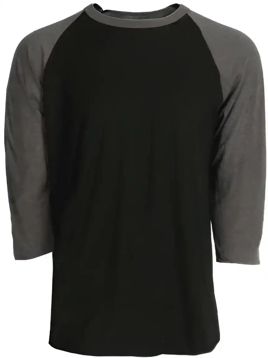 Tultex 245 Unisex Fine Jersey Raglan t Shirt Black Heather Charcoal